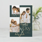Love Light Joy Star David Hanukkah Photo Collage Feestdagenkaart (Staand voorkant)