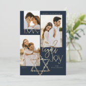 Love Light Joy Star David Hanukkah Photo Collage Feestdagenkaart (Staand voorkant)