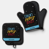 Love Light Latkes Black Hanukkah Funny Quote Ovenwant & Pannenlap Set (Voorkant / Achterkant)