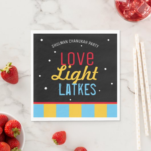 Love Light Latkes Black Hanukkah Funny Quote Servet (Insitu)