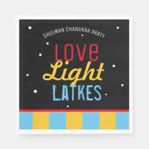 Love Light Latkes Black Hanukkah Funny Quote Servet