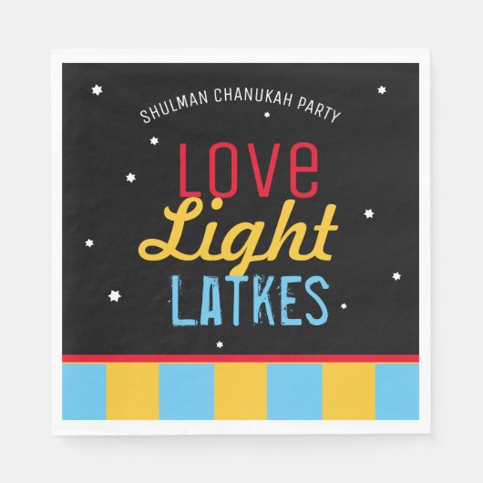 Love Light Latkes Black Hanukkah Funny Quote Servet (Voorkant)