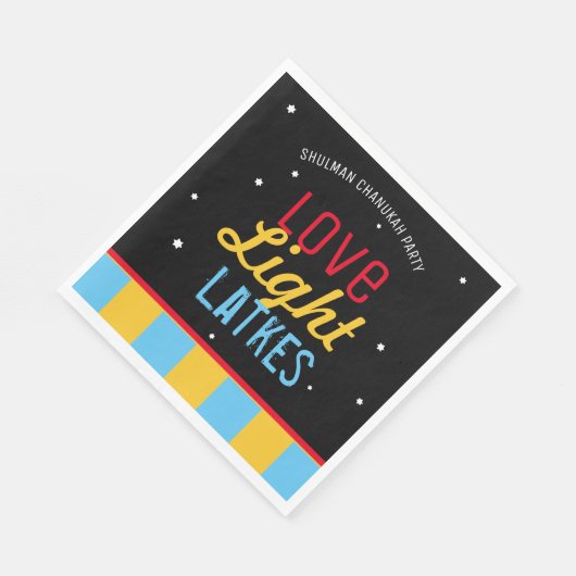 Love Light Latkes Black Hanukkah Funny Quote Servet (Hoek)