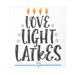 Love Light Latkes Funny Hanukkah Jewish Holiday Notitieblok