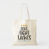 Love Light Latkes Funny Hanukkah Jewish Holiday Tote Bag (Voorkant)
