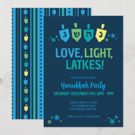 Love Light Latkes Hanukkah Feest Uitnodiging