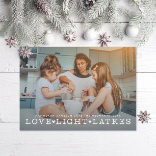 Love Light Latkes Hanukkah-foto Feestdagenkaart