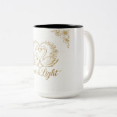 Love & Light Mug - Gold Swans Heart Design | 15 oz Tweekleurige Koffiemok (Voorkant rechts)