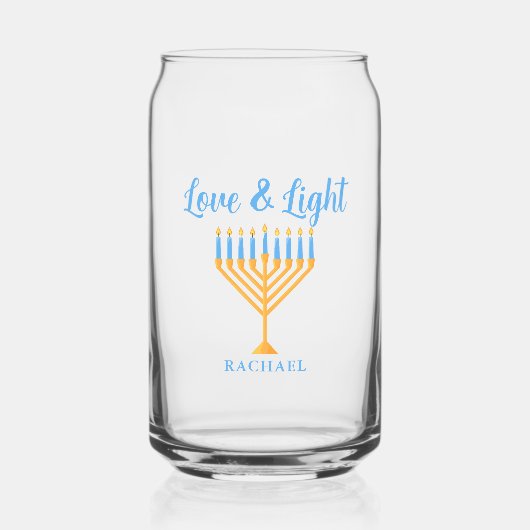 Love & Light Personalized Hanukkah Menorah Gift Blikvorm Glas (Voorkant)