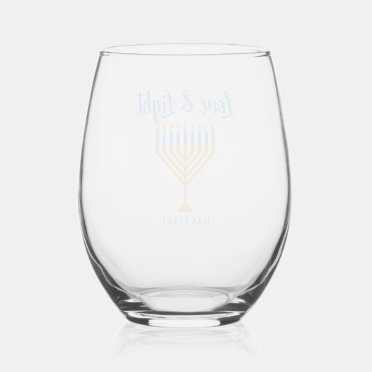 Love & Light Personalized Hanukkah Menorah Gift Wijnglas Zonder Voet (Achterkant)