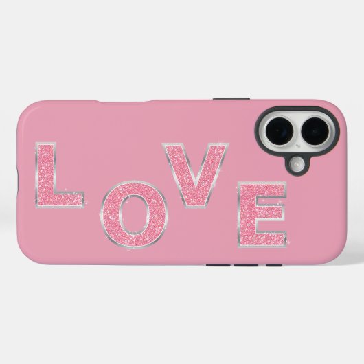 Love Light Pink Glitter Case-Mate iPhone Case (Achterkant (horizontaal))