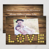 LOVE Lighting Letters Photo Rustic Invitation Kaart (Voorkant / Achterkant)
