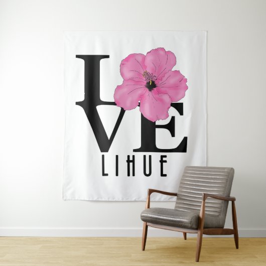 LOVE Lihue Hawaii Roze Wandkleed (In situ)