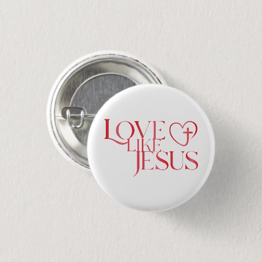 Love Like Jesus Button with Cross inside a Heart (Voorkant /achterkant)