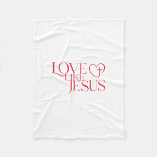 Love Like Jesus Button with Cross inside a Heart Fleece Deken