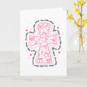 Love Like Jesus Coquette Heart Cross Christian Val Kaart (Gele Bloem)