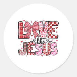 Love Like Jesus Schattigee Groovy Coquette Bow Chr Ronde Sticker