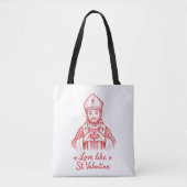 Love Like St Valentine Catholic Saint Illustration Tote Bag (Voorkant)