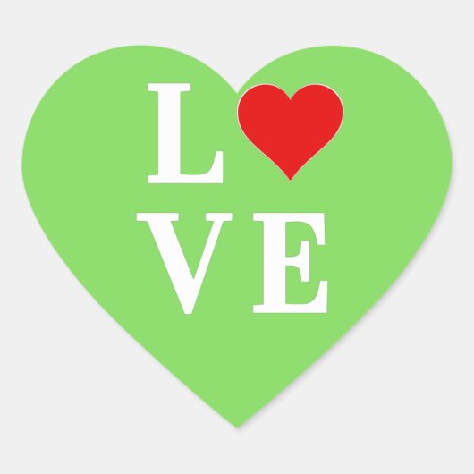 LOVE Lime Green Modern Hart Sticker (Voorkant)