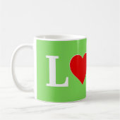 LOVE Lime Green Modern Koffiemok (Links)