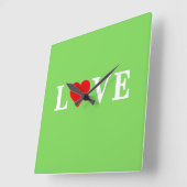 LOVE Lime Green Modern Vierkante Klok (Hoek)