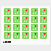 LOVE Lime Green Modern Vierkante Sticker (Vel)