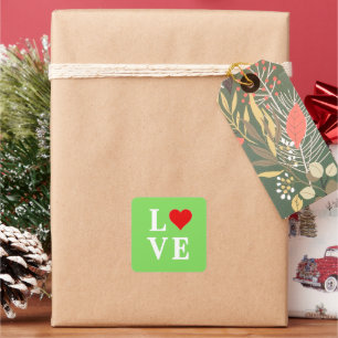 LOVE Lime Green Modern Vierkante Sticker