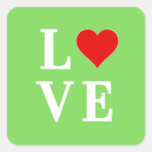 LOVE Lime Green Modern Vierkante Sticker (Voorkant)