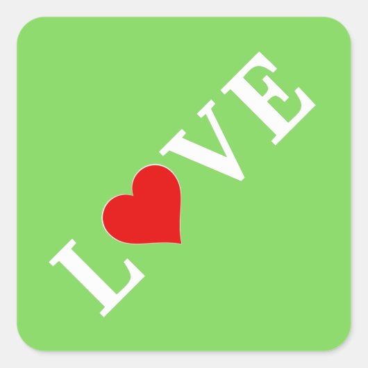 LOVE Lime Green Modern Vierkante Sticker (Voorkant)