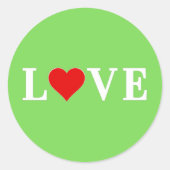LOVE Lime Green Ronde Sticker (Voorkant)