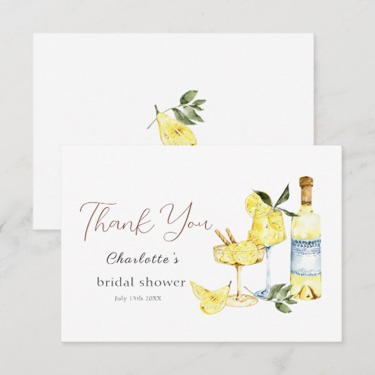 Love Limoncello Cocktail Vrijgezellenfeest Bedankkaart (Voorkant / Achterkant)