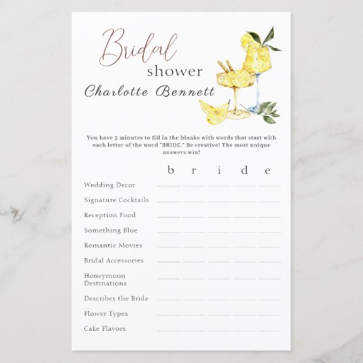 Love Limoncello Cocktail Vrijgezellenfeest Game (Voorkant)