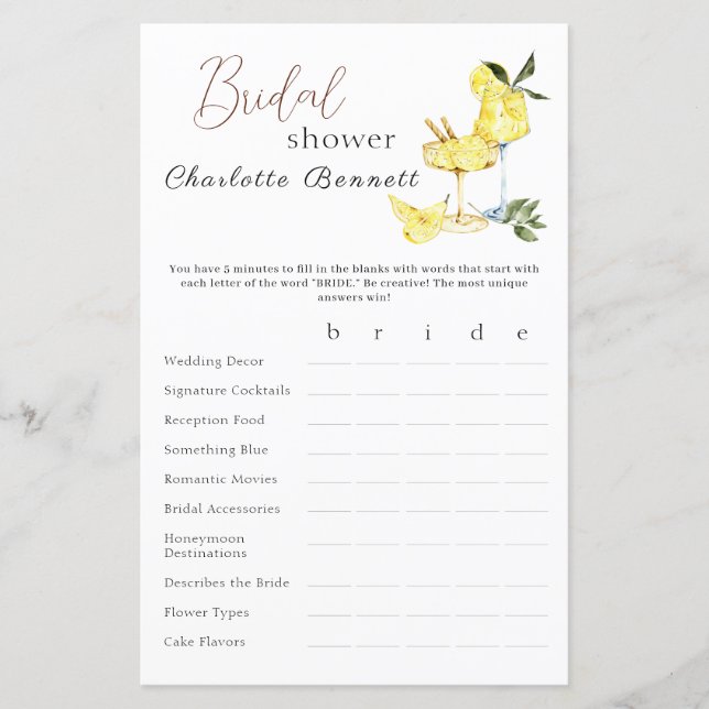 Love Limoncello Cocktail Vrijgezellenfeest Game (Voorkant)