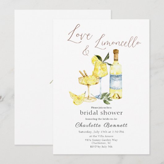 Love Limoncello Cocktail Vrijgezellenfeest Kaart (Voorkant / Achterkant)