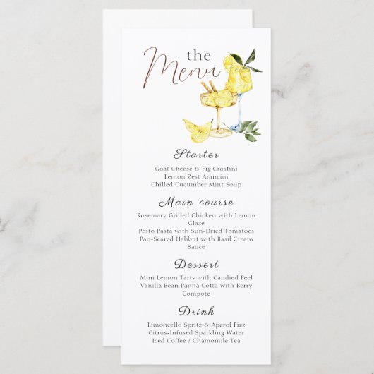 Love Limoncello Cocktail Vrijgezellenfeest Menu (Voorkant / Achterkant)