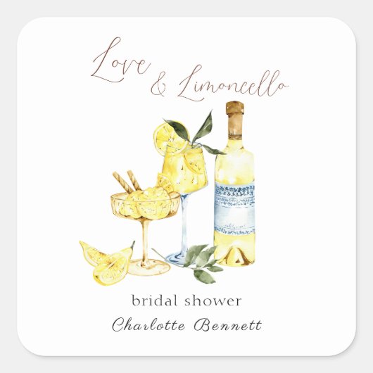 Love Limoncello Cocktail Vrijgezellenfeest Vierkante Sticker (Voorkant)