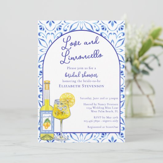 Love & Limoncello Italiaans Cocktail Vrijgezellenf Kaart (Staand voorkant)