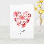 Love Line tangle red valentijn hartontwerp Kaart (Gele Bloem)