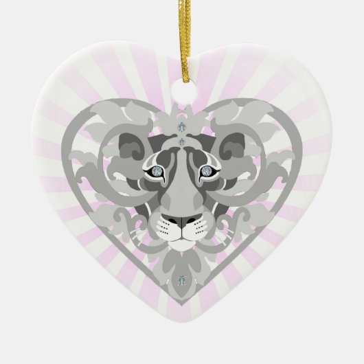 Love Lioness Locket (starburst)hartvormig versieri Keramisch Ornament (Voorkant)