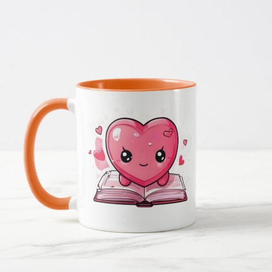 Love & Literature Mug – Cute Heart Reading Mug Mok (Links)