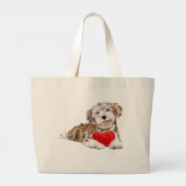 Love Little Dog with Heart Canvas tas - Romantic (Achterkant)