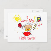 Love Little Sister Stick Figure Girl Briefkaart (Voorkant / Achterkant)