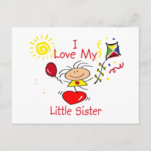 Love Little Sister Stick Figure Girl Briefkaart (Voorkant)