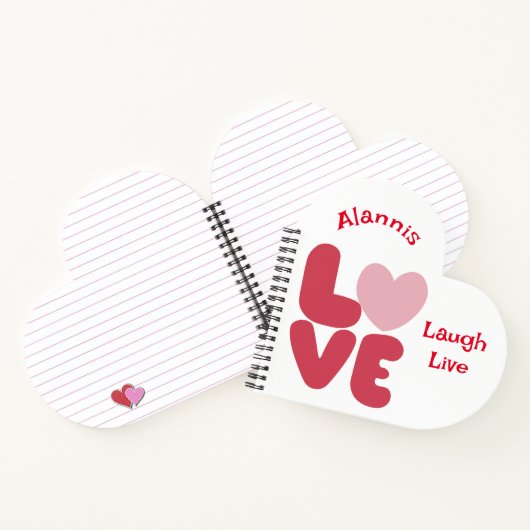 LOVE Live Laugh Pink Hearts Notitieboek (Binnen)
