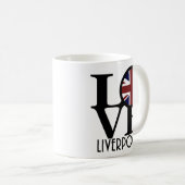 LOVE Liverpool England (VK-vlag) 11oz Koffiemok (Voorkant rechts)