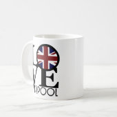 LOVE Liverpool England (VK-vlag) 11oz Koffiemok (Voorkant links)