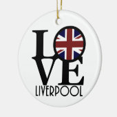 LOVE Liverpool England (VK-vlag) Keramisch Ornament (Links)