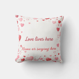 Love lives here Pink and Red hearts - Personalized Kussen