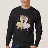 Love Llama Couples Hearts Retro Groovy 70s Valenti Trui (Voorkant)