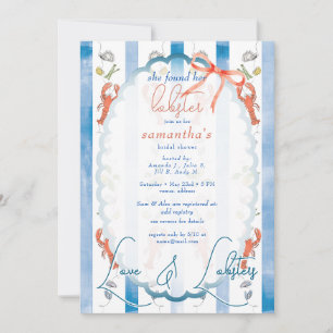 Love & Lobster Coquette Bow Wedding Vrijgezellenfe Kaart